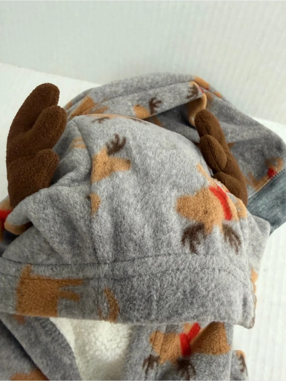 Just One You By Carter's Gray Moose-Print Fleece Footie One-Piece
